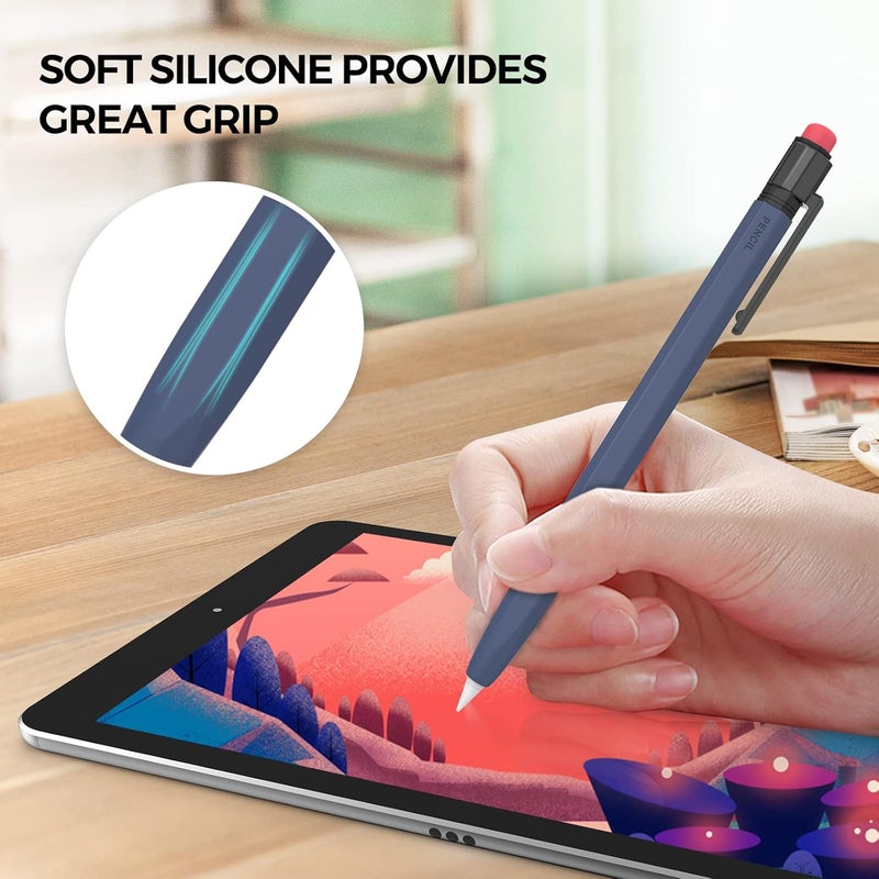 TRONWIN Apple Pencil 1st Generation Case, Silicone Pencil Sleeve Cover Perfect Grip Skin Classic Design with Sturdy Clip Compatible with Apple Pencil 1st gen for ipad (Midnight Blue) - Image 3
